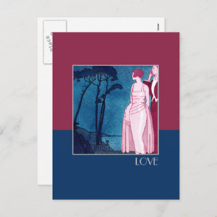 Liebe. Art Deco Valentine's Day Feiertagspostkarte