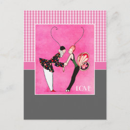 Liebe. Art Deco Valentine's Day Feiertagspostkarte