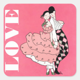 Liebe. Art Deco Valentine's Day Quadratischer Aufkleber
