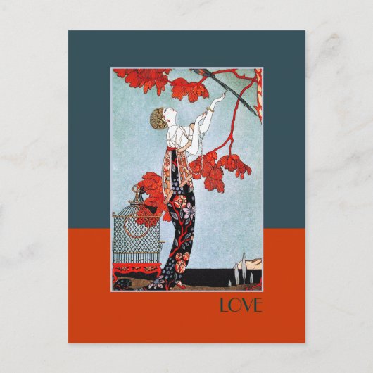 Liebe. Art Deco Valentinstag Postkarten (Vorderseite)