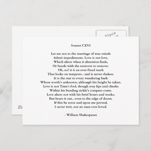 Liebe Art-Liebe Gedicht 6 Postkarte (Vorne/Hinten)