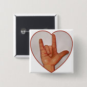 LIEBE ASL I SIE, HERZ GEFORMT BUTTON (Vorne & Hinten)
