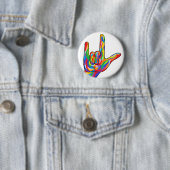 Liebe ASL I Sie MUTIGE FARBE Button (Beispiel)