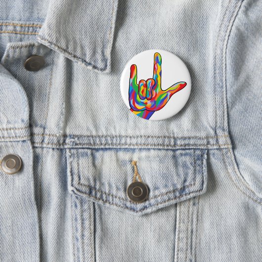 Liebe ASL I Sie MUTIGE FARBE Button (Beispiel)