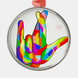 Liebe ASL I wirklich Sie helle Farben Silbernes Ornament