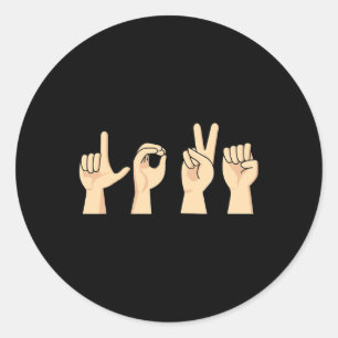 Liebe ASL Valentinstag Niedlich Sign Language Deaf Runder Aufkleber