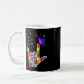 Liebe ASL Zeichensprache Puzzle Butterfly Autismus Kaffeetasse (Links)