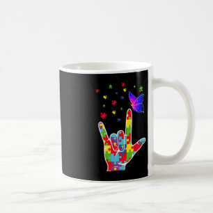 Liebe ASL Zeichensprache Puzzle Butterfly Autismus Kaffeetasse