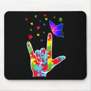 Liebe ASL Zeichensprache Puzzle Butterfly Autismus Mousepad