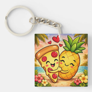 Liebe auf den ersten Bissen - Pizza trifft Ananas Schlüsselanhänger