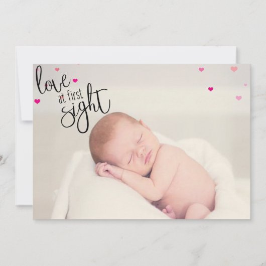 Liebe auf den ersten Blick Baby Geburt Ankündigung (Vorderseite)