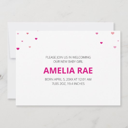 Liebe auf den ersten Blick Baby Geburt Ankündigung (Rückseite)