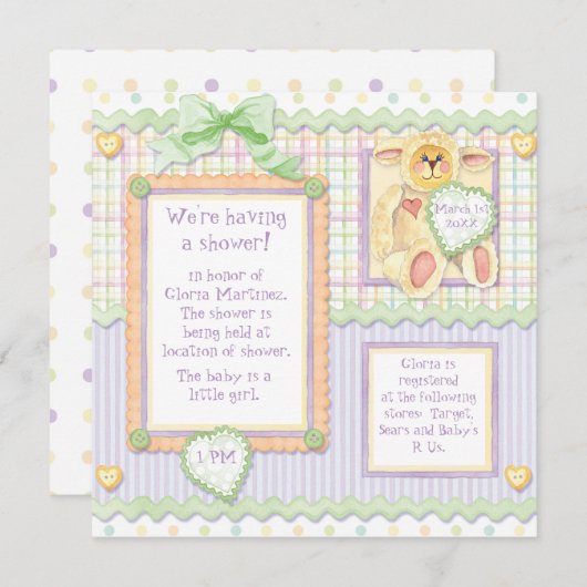 Liebe auf den ersten Blick, Lamm-Dusche Einladung (Vorne/Hinten)