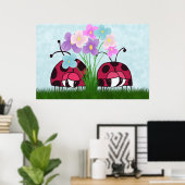 Liebe auf den ersten Blick Niedliche Ladybug-Illus Poster (Heimbüro)