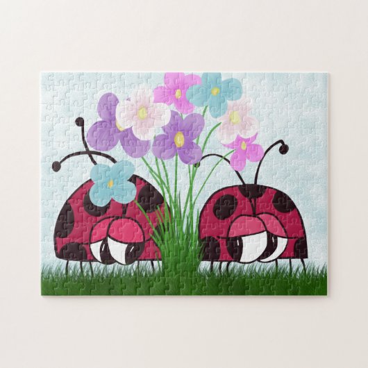 Liebe auf den ersten Blick Niedliche Ladybug-Illus Puzzle (Horizontal)