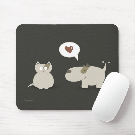 Liebe auf den ersten Blick Niedlicher Katzen Hund Mousepad (Mit Mouse)