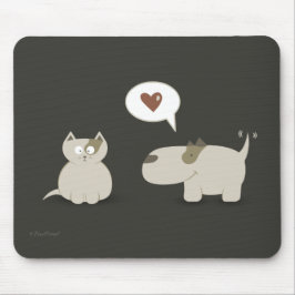 Liebe auf den ersten Blick Niedlicher Katzen Hund Mousepad