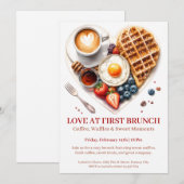 Liebe auf den ersten Brunch - Waffeln Kaffee Frühs Einladung (Vorne/Hinten)