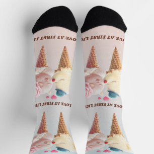 Liebe auf den ersten Leck: Bichon- und Katze-Eiscr Socken