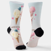 Liebe auf den ersten Leck: Bichon- und Katze-Eiscr Socken (Gewinkelt)