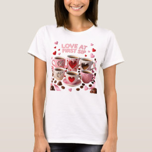 Liebe auf den ersten Schluck Fünf Kaffeetassen Her T-Shirt