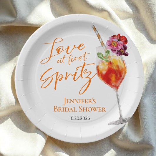 Liebe auf den ersten Spritz | Aquarell-Brautjungfe Pappteller