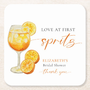 Liebe auf den ersten Spritz Brautparty Aperol pers Rechteckiger Pappuntersetzer