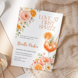Liebe auf den ersten Spritz Citrus Floral Brautpar Einladung