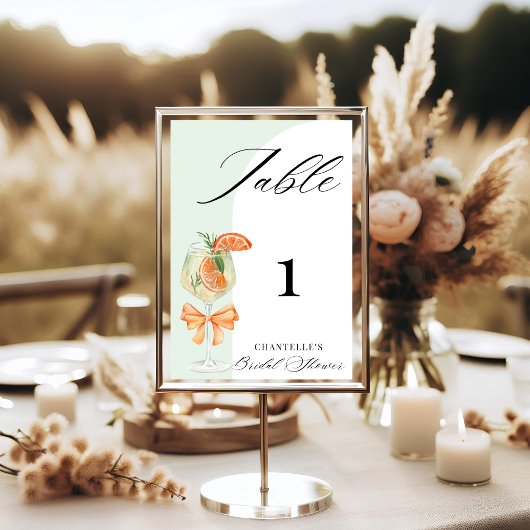 Liebe auf den ersten Spritz Grüne Brautparty Tischnummer