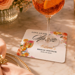 Liebe auf den ersten Spritz-Junggesellinnen-Abschi Rechteckiger Pappuntersetzer