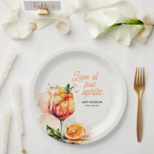 Liebe auf den ersten Spritz Junggesellinnenabschie Pappteller