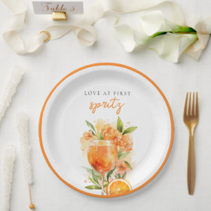 Liebe auf den ersten Spritz Junggesellinnenabschie Pappteller