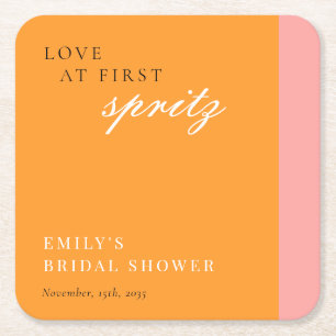 Liebe auf den ersten Spritz Moderne Bridal Shower Rechteckiger Pappuntersetzer