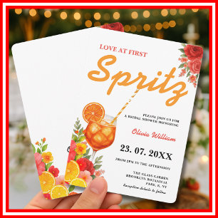 Liebe auf den ersten Spritzer Boho-Citrus-Brautb Einladung