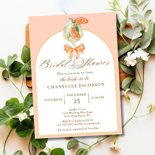 Liebe auf den ersten Spritzer Boho Orange Brautdus Einladung