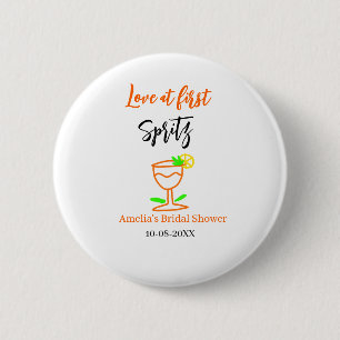 Liebe auf den ersten Spritzer orange schwarze Brau Button