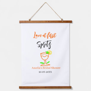 Liebe auf den ersten Spritzer orange schwarze Brau Wandteppich Mit Holzrahmen