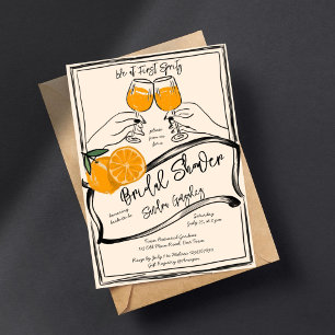 Liebe auf den ersten Spritzer Retro-Orange-Skizze Einladung
