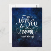 Liebe auf den Mond und die Hintersterne Postkarte (Vorne/Hinten)