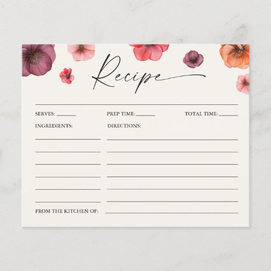 Liebe auf der Brautparty-Rezept-Karte (Vorderseite)