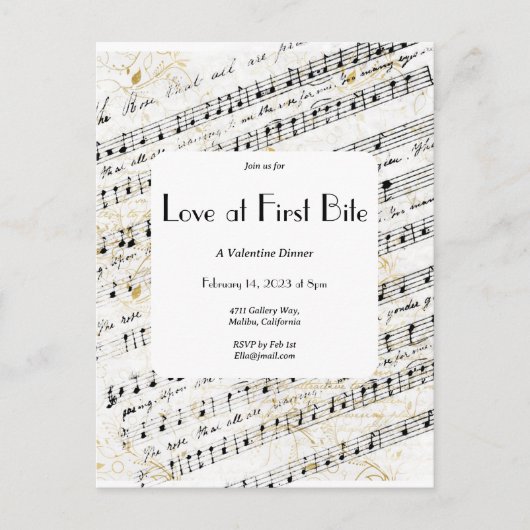 Liebe auf der ersten Bite-Einladung Postkarte (Vorderseite)