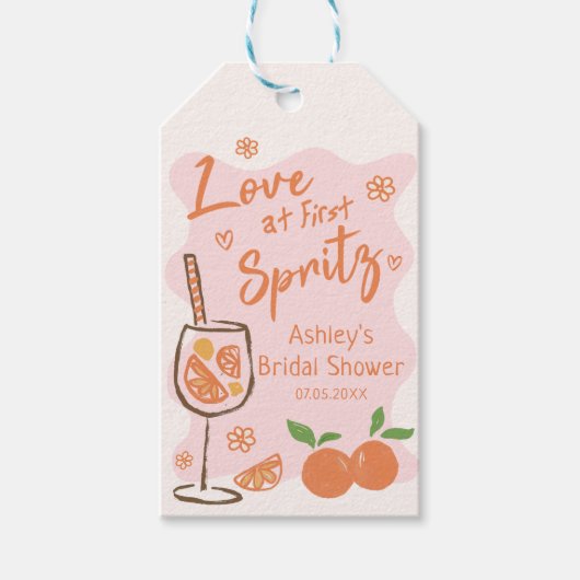 Liebe auf der ersten Spritz-Brautparty-Geschenktaf Geschenkanhänger (Vorderseite)