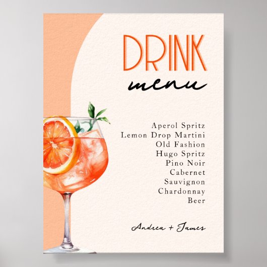 Liebe auf der ersten Spritz Wedding Drinks Menü Poster (Vorne)