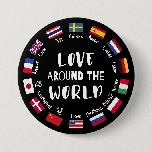 Liebe auf der ganzen Welt Sprachen Button (Vorderseite)