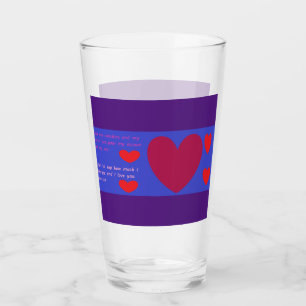 Liebe auf einem Glasbecher lila blaues rotes Desig Glas