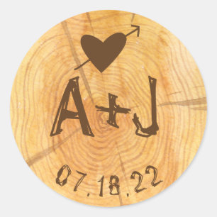 Liebe auf einem Protokoll   Custom Monogram Wedpar Runder Aufkleber