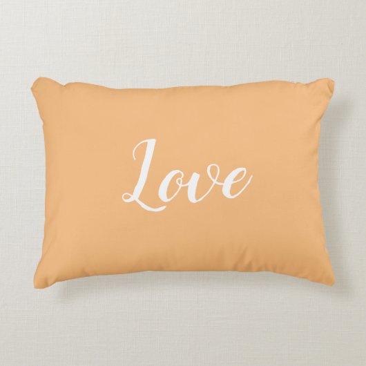 "Liebe" auf Hübschem Orange/Peach Accent Pillow Dekokissen (Vorderseite)