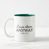 Liebe auf jeden Fall | Luke 23:24 Bibelverse Glaub Zweifarbige Tasse (Links)