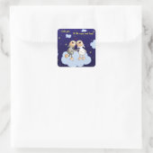 Liebe auf Mond und Rücken Quadratischer Aufkleber (Tasche)