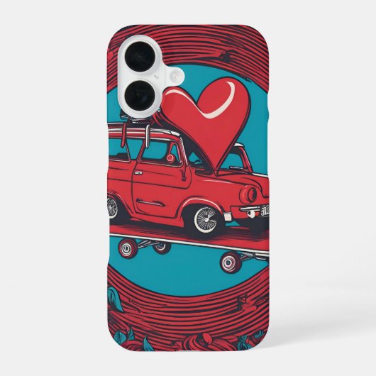 Liebe auf Rädern - Cooles Skateboarden Herzdesign iPhone 16 Hülle (Rückseite)